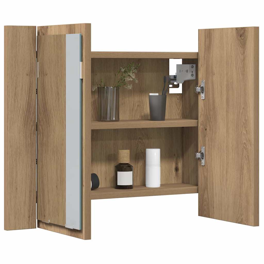 vidaXL LED Mirror Cabinet Artisan Oak 60x12x45 cm Engineered Wood 5