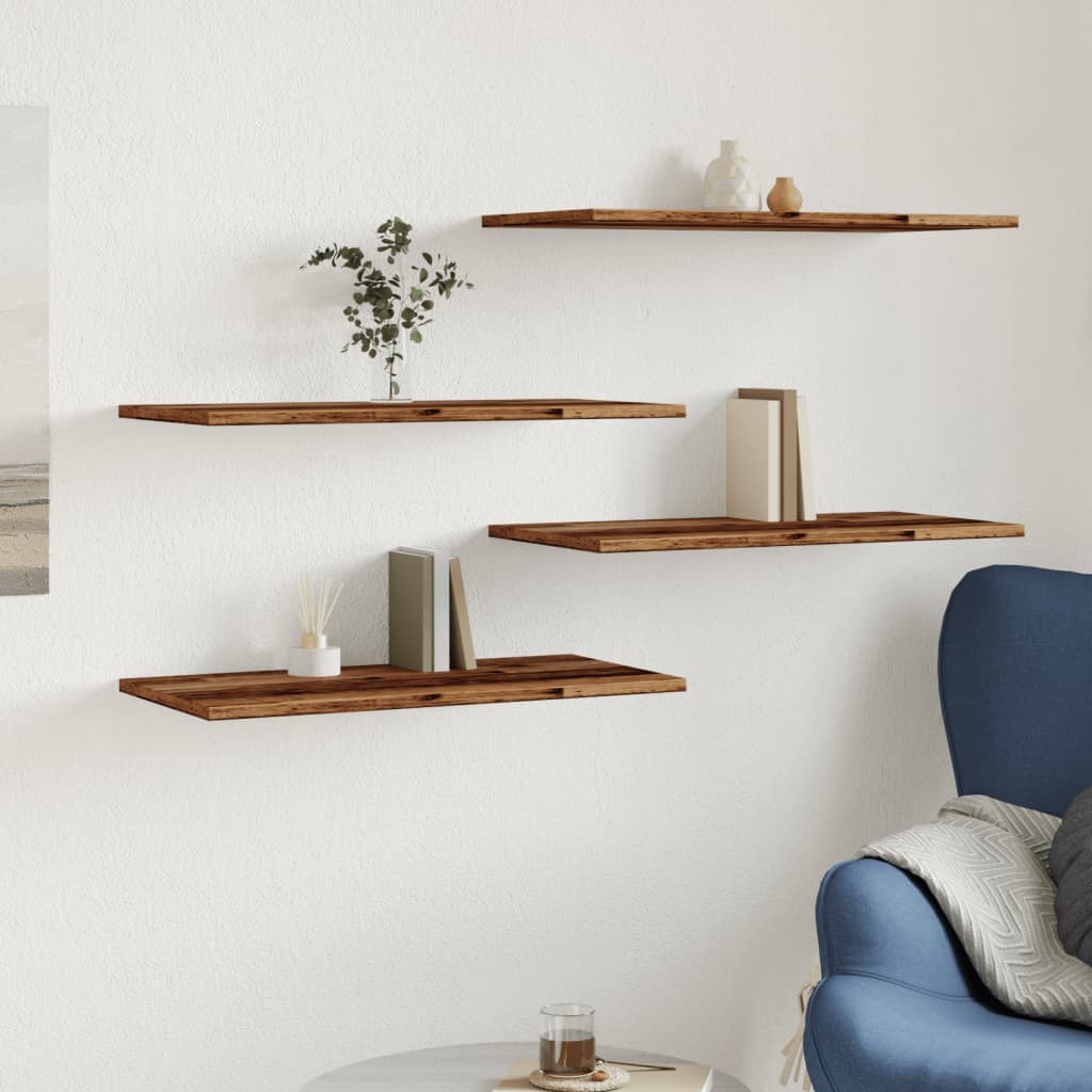 vidaXL Wall Shelves 4 pcs Old Wood 60x30x1,5 cm Engineered Wood 3