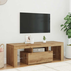 vidaXL TV Cabinet with LED Lights Artisan Oak 120x36.5x40 cm Engineered Wood 1