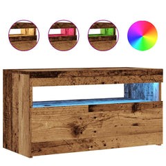 vidaXL TV Cabinet with LED Lights Old Wood 75x35x40 cm Engineered Wood 2