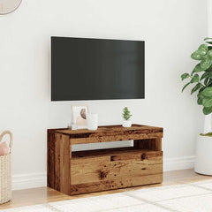 vidaXL TV Cabinet with LED Lights Old Wood 75x35x40 cm Engineered Wood 4