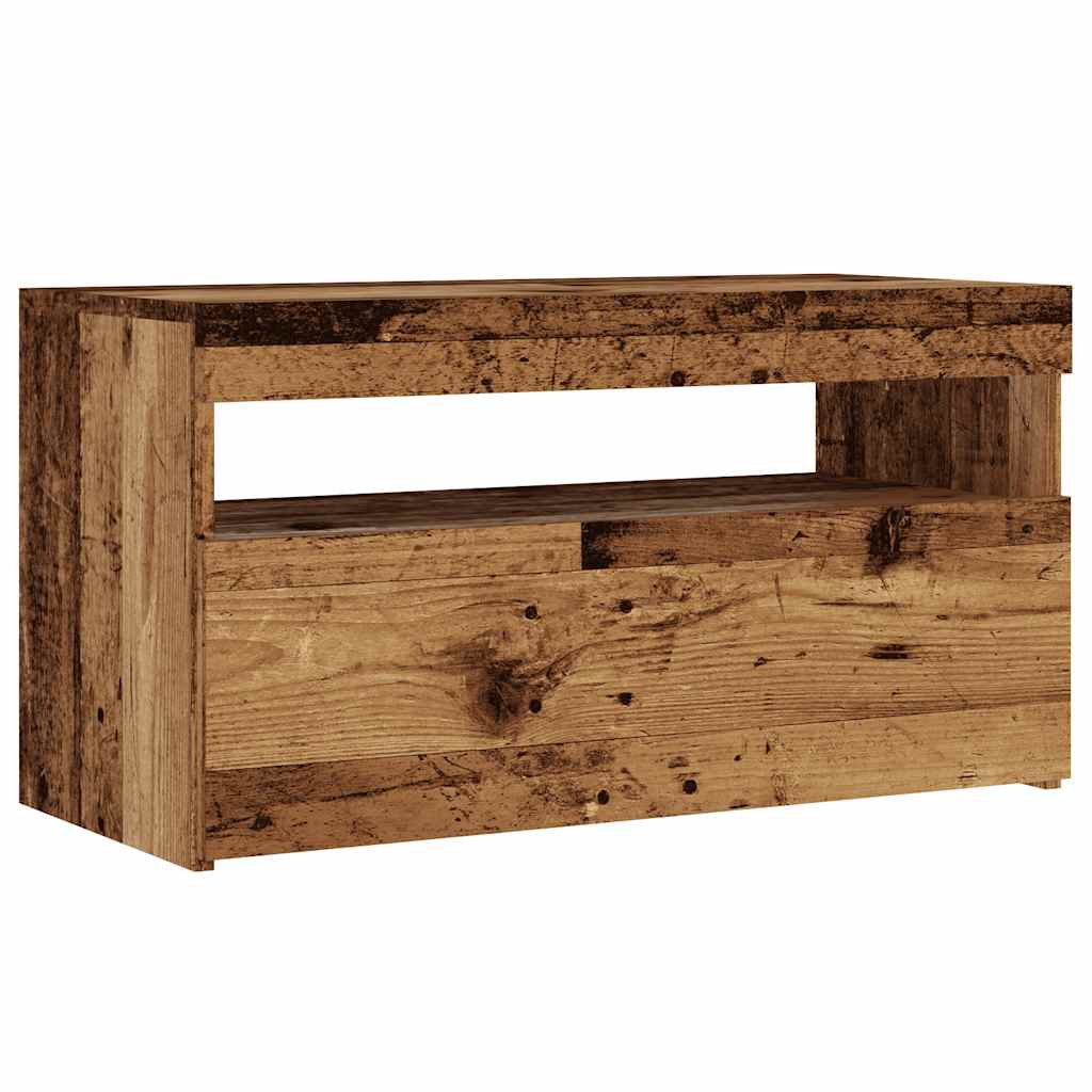 vidaXL TV Cabinet with LED Lights Old Wood 75x35x40 cm Engineered Wood 6