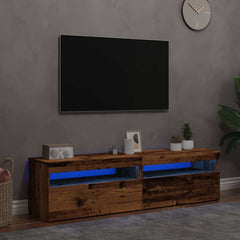 vidaXL 2 Piece TV Cabinet Set with LED Lights Old Wood Engineered Wood 1