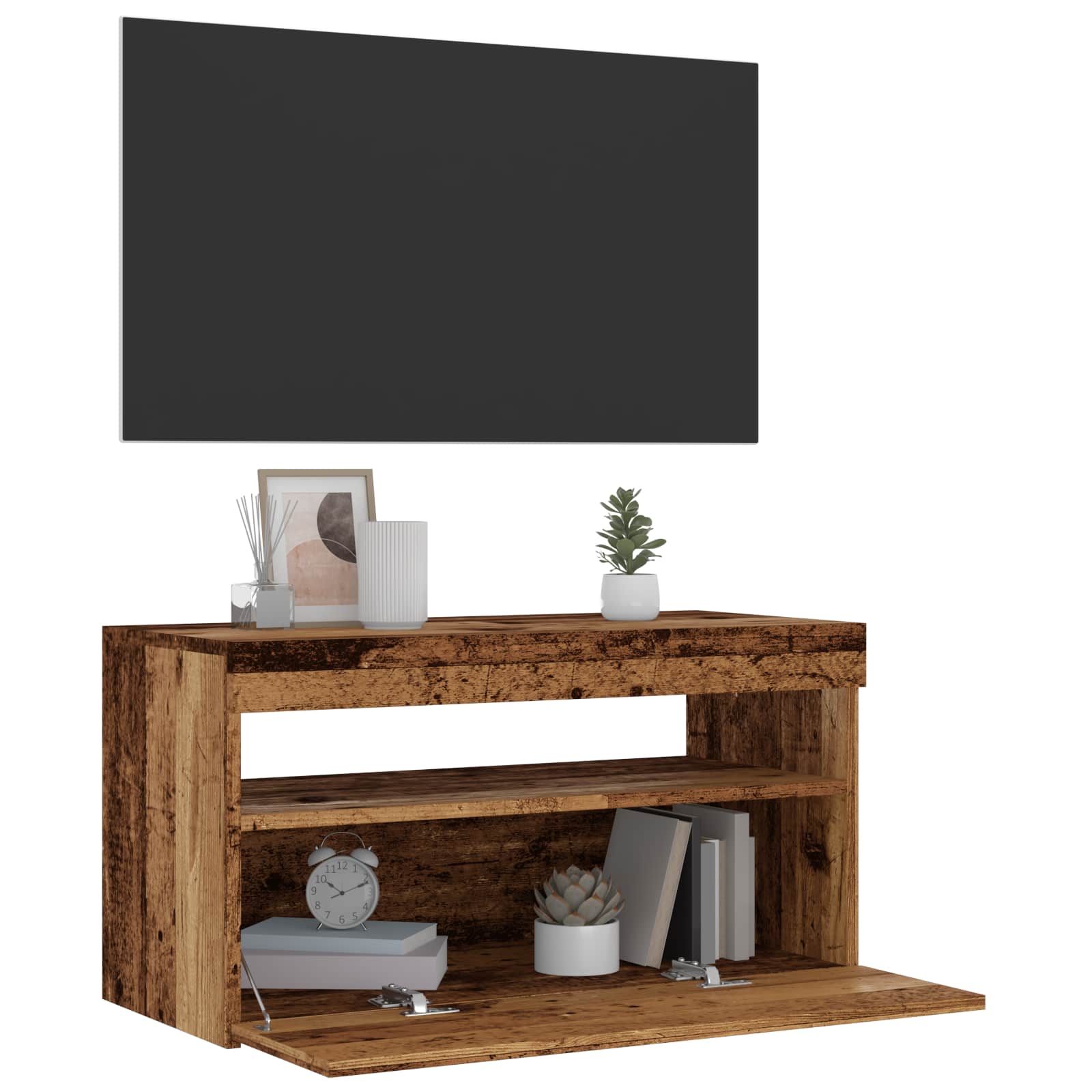 vidaXL 2 Piece TV Cabinet Set with LED Lights Old Wood Engineered Wood 3