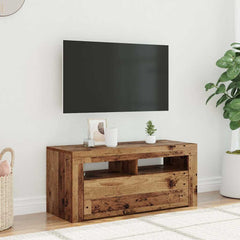 vidaXL TV Cabinet with LED Lights Old Wood 90x35x40 cm Engineered Wood 1