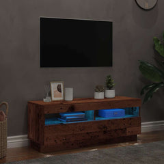 vidaXL TV Cabinet with LED Lights Old Wood 100x35x40 cm Engineered Wood 3