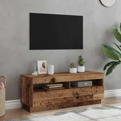 vidaXL TV Cabinet with LED Lights Old Wood 100x35x40 cm Engineered Wood 1