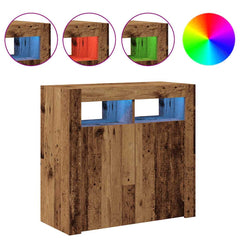 vidaXL Sideboard with LED Lights Old Wood 80x35x75 cm Engineered Wood 4