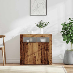 vidaXL Sideboard with LED Lights Old Wood 80x35x75 cm Engineered Wood 1
