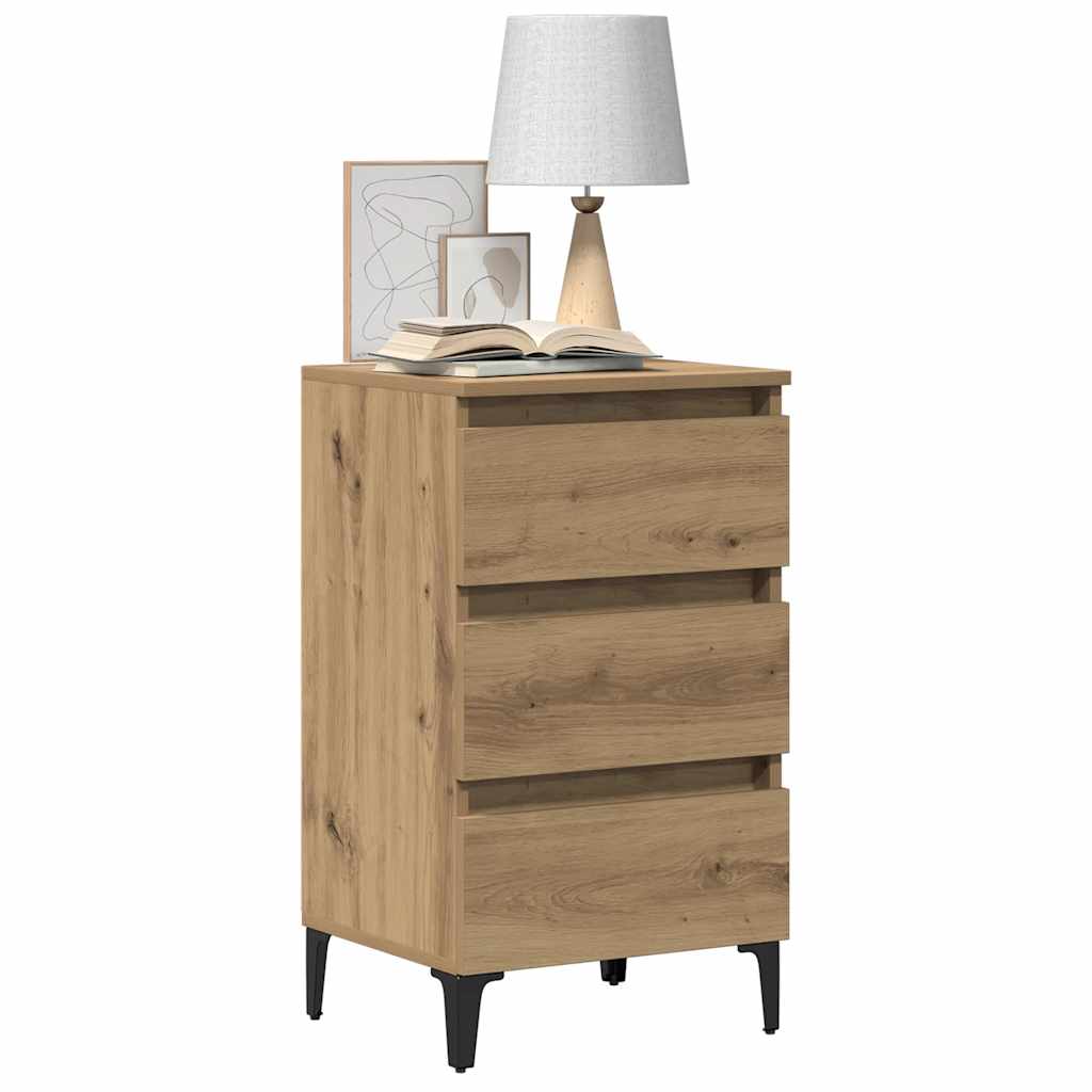 vidaXL Bed Cabinet with Metal Legs Artisan Oak 40x35x69 cm 3
