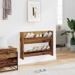 vidaXL Wall Shoe Cabinet Old Wood 80x18x60 cm Engineered Wood 3