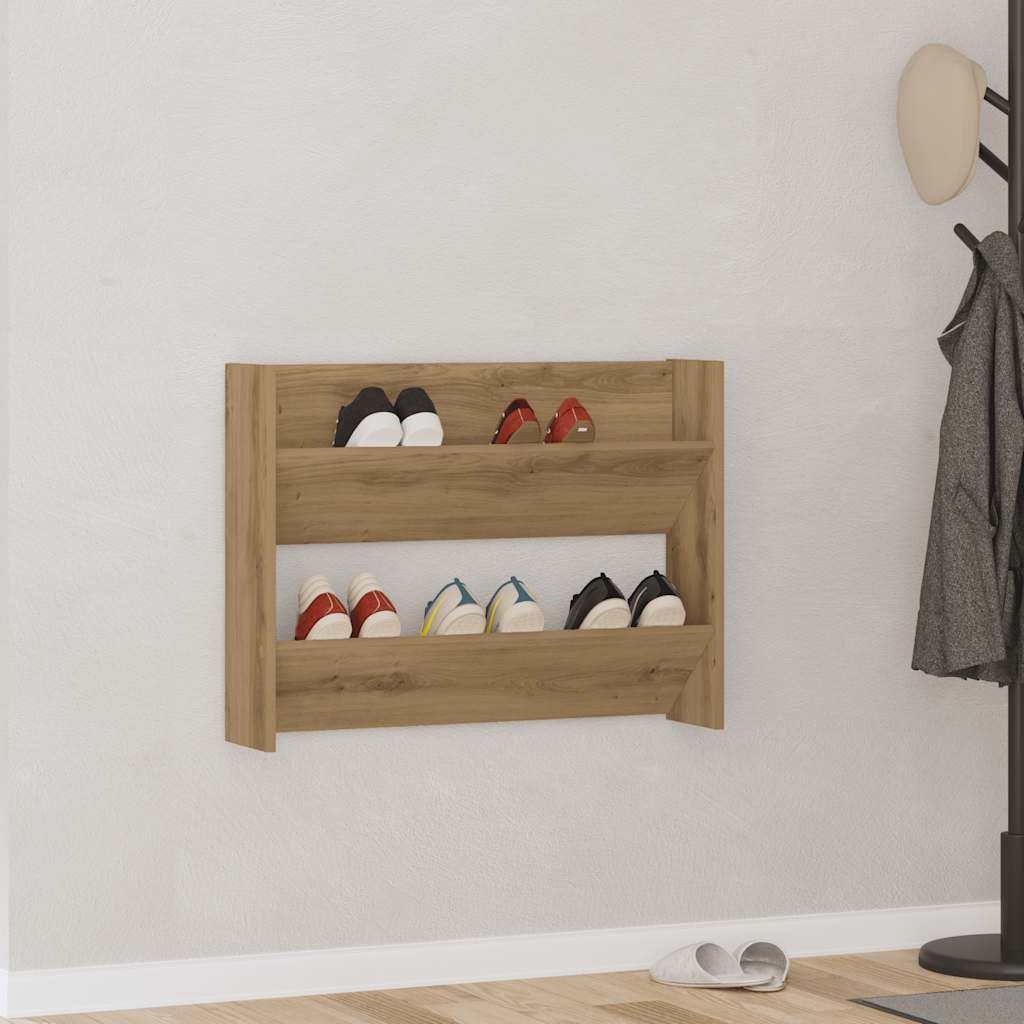 vidaXL Wall Shoe Cabinet Artisan Oak 80x18x60 cm Engineered Wood 1