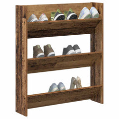 vidaXL Wall Shoe Cabinet Old Wood 80x18x90 cm Engineered Wood 4
