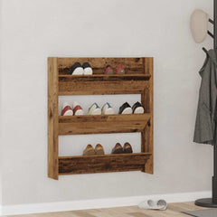 vidaXL Wall Shoe Cabinet Old Wood 80x18x90 cm Engineered Wood 1