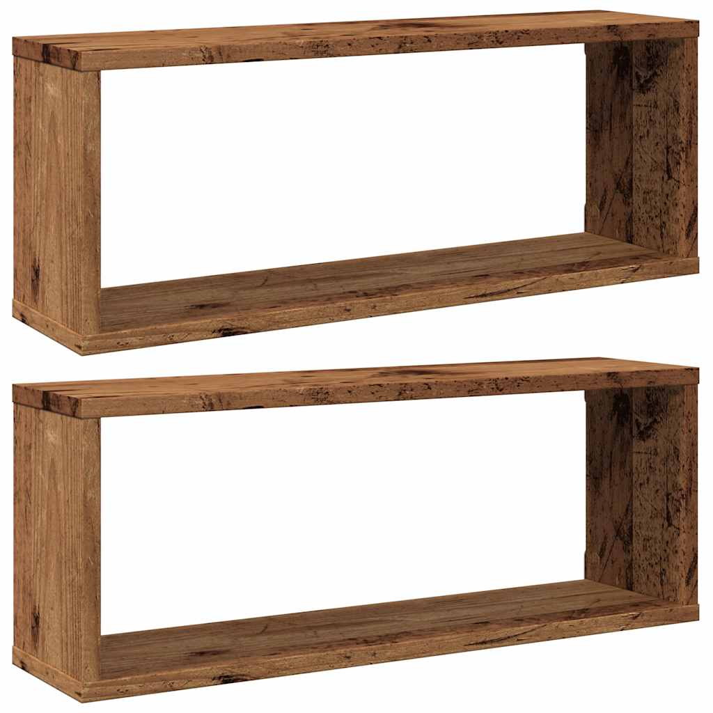 vidaXL Wall Cube Shelves 2 pcs Old Wood 60x15x23 cm Engineered Wood 2