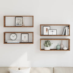 vidaXL Wall Cube Shelves 4 pcs Old Wood 60x15x23 cm Engineered Wood 1