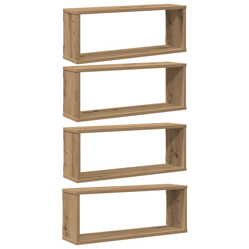 vidaXL Wall Cube Shelves 4 pcs Artisan Oak 60x15x23 cm Engineered Wood 2