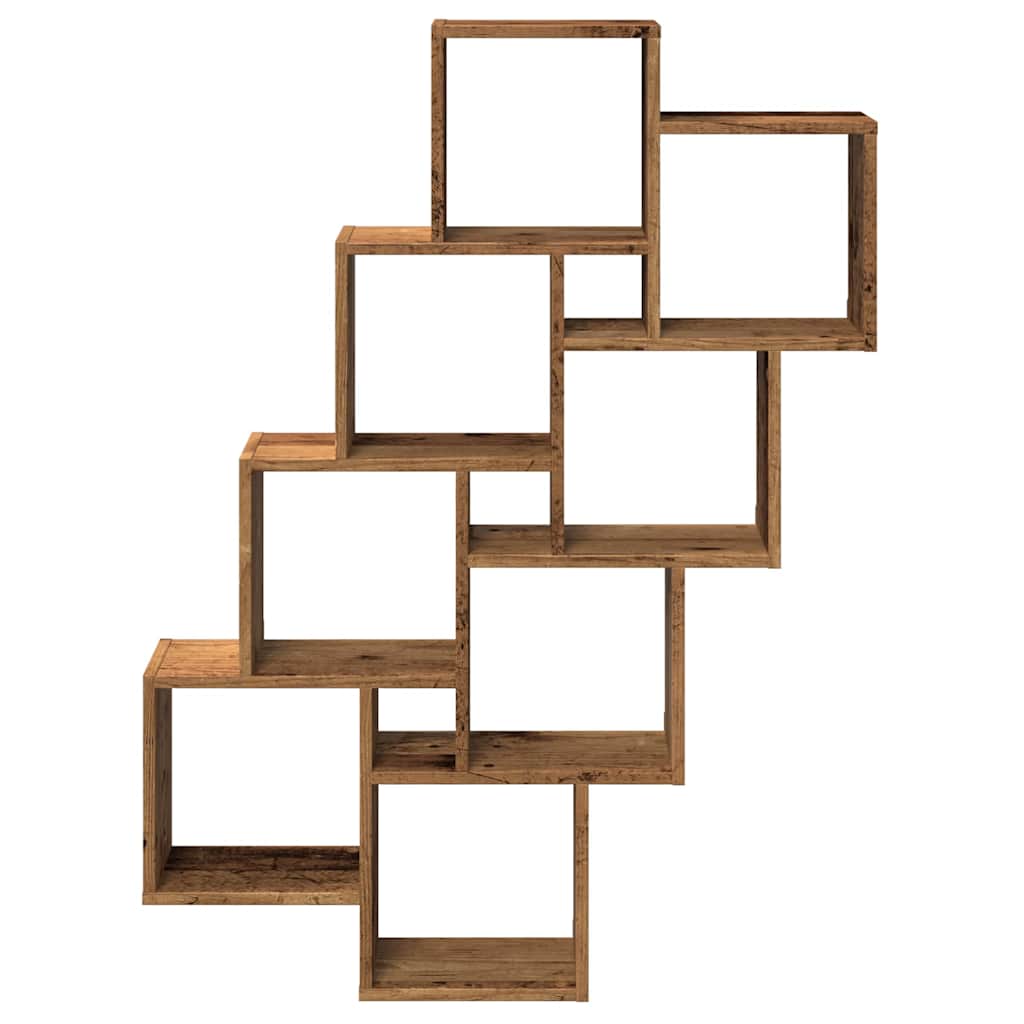 vidaXL Wall Cube Shelf Old Wood 90x15x119.5 cm Engineered Wood 4