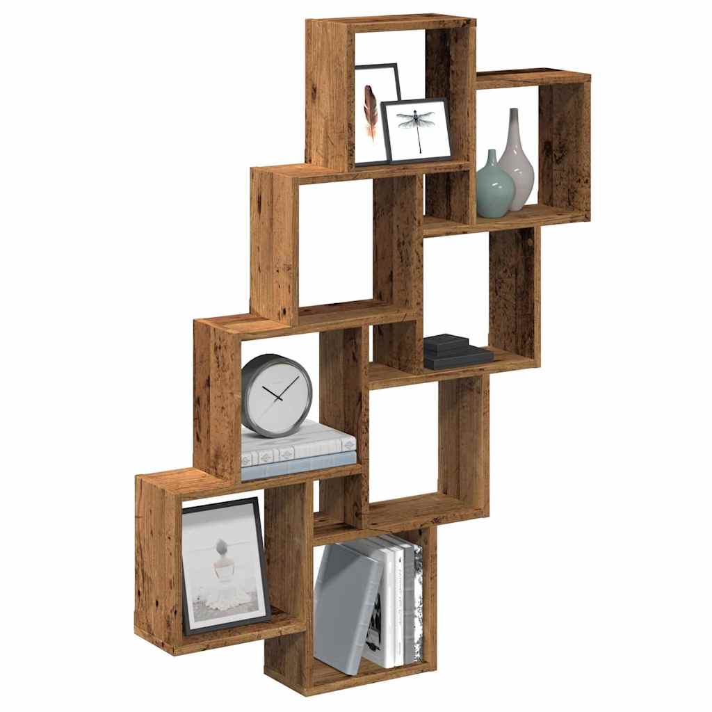 vidaXL Wall Cube Shelf Old Wood 90x15x119.5 cm Engineered Wood 1