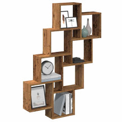 vidaXL Wall Cube Shelf Old Wood 90x15x119.5 cm Engineered Wood 1