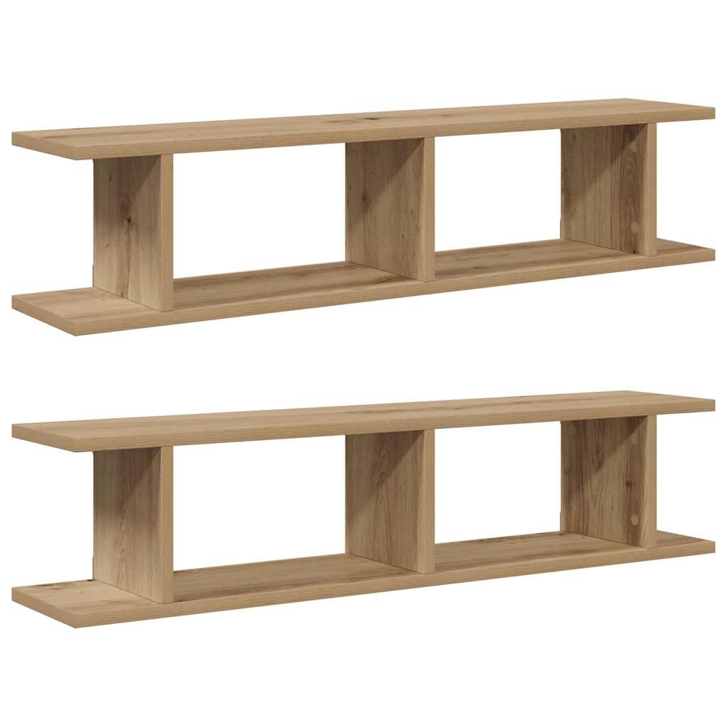 vidaXL Wall Shelves 2 pcs Artisan Oak 90x18x20 cm Engineered Wood 2
