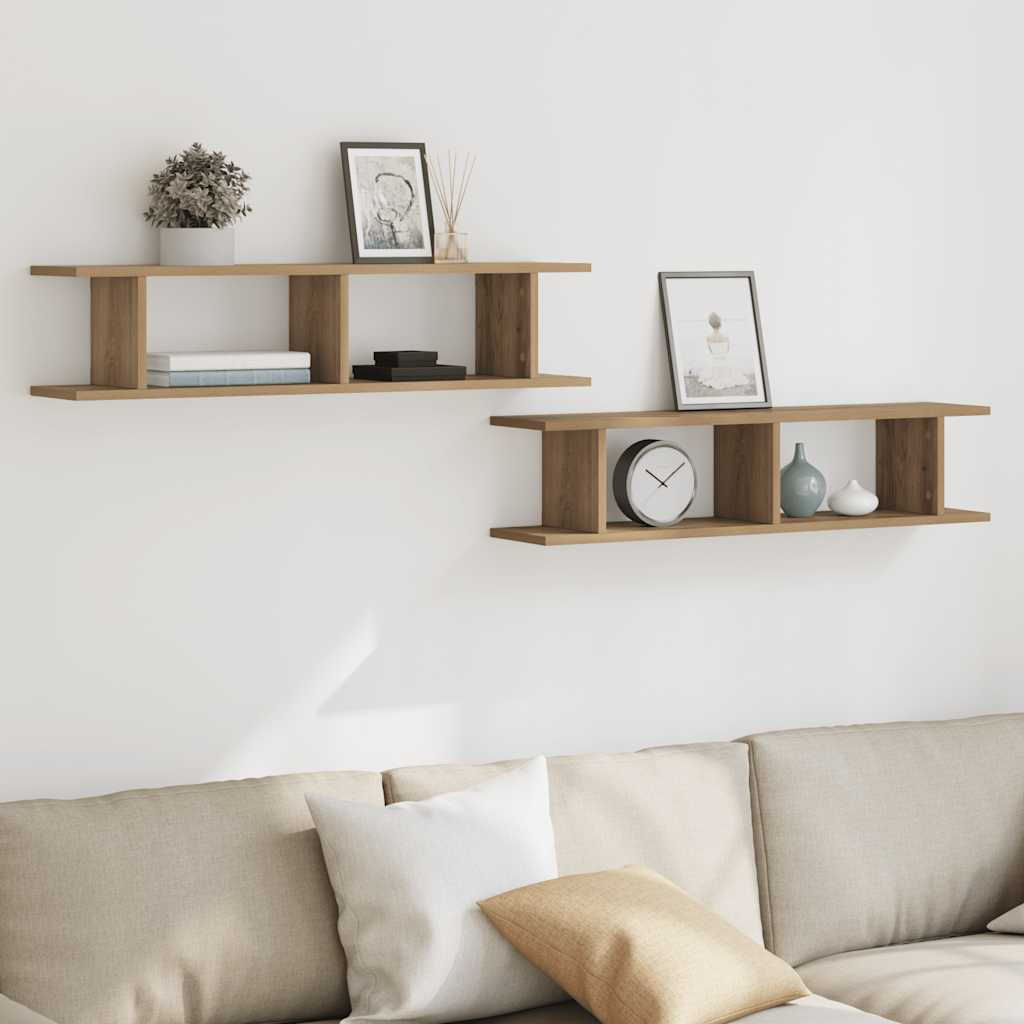 vidaXL Wall Shelves 2 pcs Artisan Oak 90x18x20 cm Engineered Wood 1