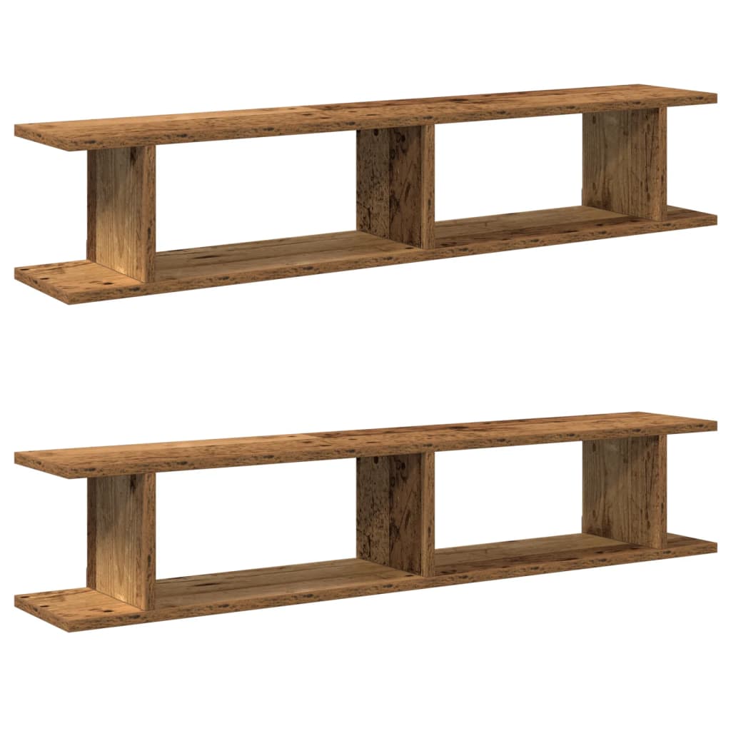 vidaXL Wall Shelves 2 pcs Old Wood 105x18x20 cm Engineered Wood 2