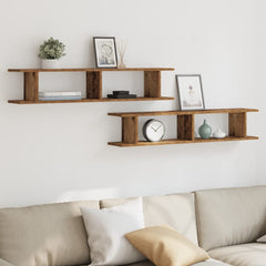 vidaXL Wall Shelves 2 pcs Old Wood 105x18x20 cm Engineered Wood 3