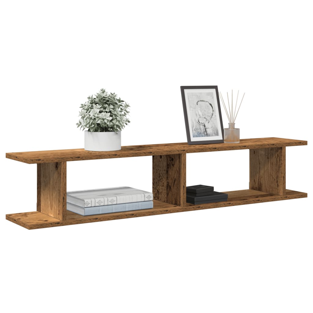 vidaXL Wall Shelves 2 pcs Old Wood 105x18x20 cm Engineered Wood 1