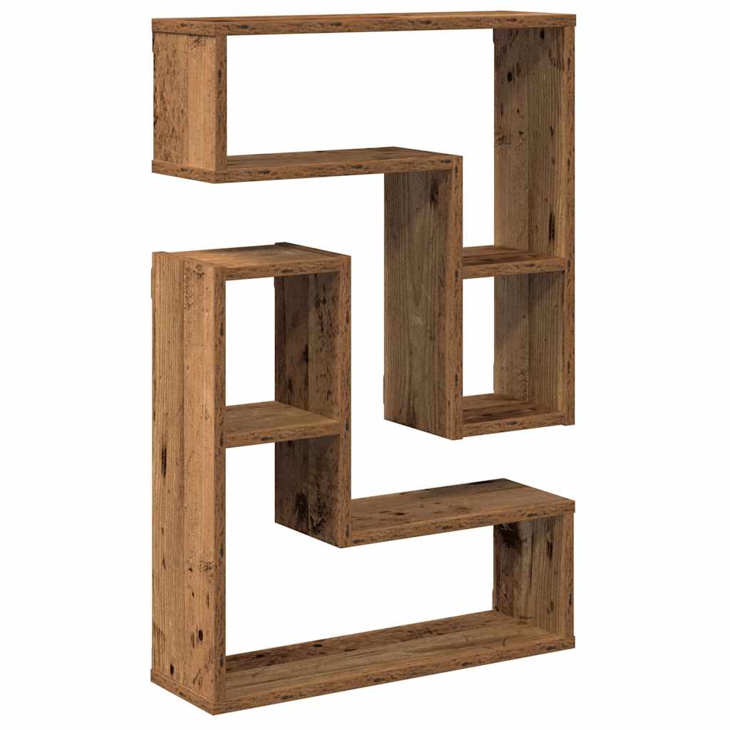 vidaXL Wall Cube Shelves 2 pcs Old Wood 50x15x50 cm Engineered Wood 2