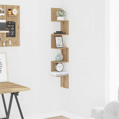 vidaXL Wall Corner Shelf Artisan Oak 20x20x127,5 cm Engineered Wood 3