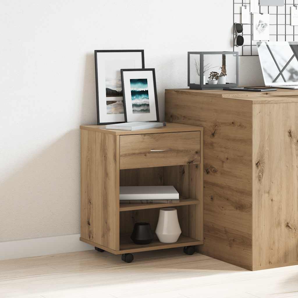 vidaXL Rolling Cabinet Artisan Oak 46x36x59 cm Engineered Wood 1