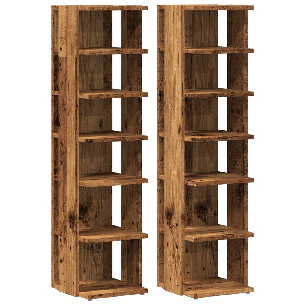 vidaXL Shoe Cabinets 2 pcs Old Wood 28x27x102 cm Engineered Wood 2