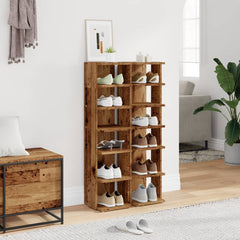 vidaXL Shoe Cabinets 2 pcs Old Wood 28x27x102 cm Engineered Wood 3