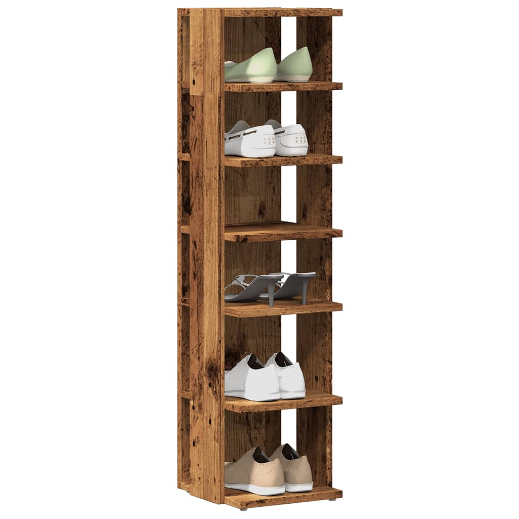 vidaXL Shoe Cabinets 2 pcs Old Wood 28x27x102 cm Engineered Wood 1