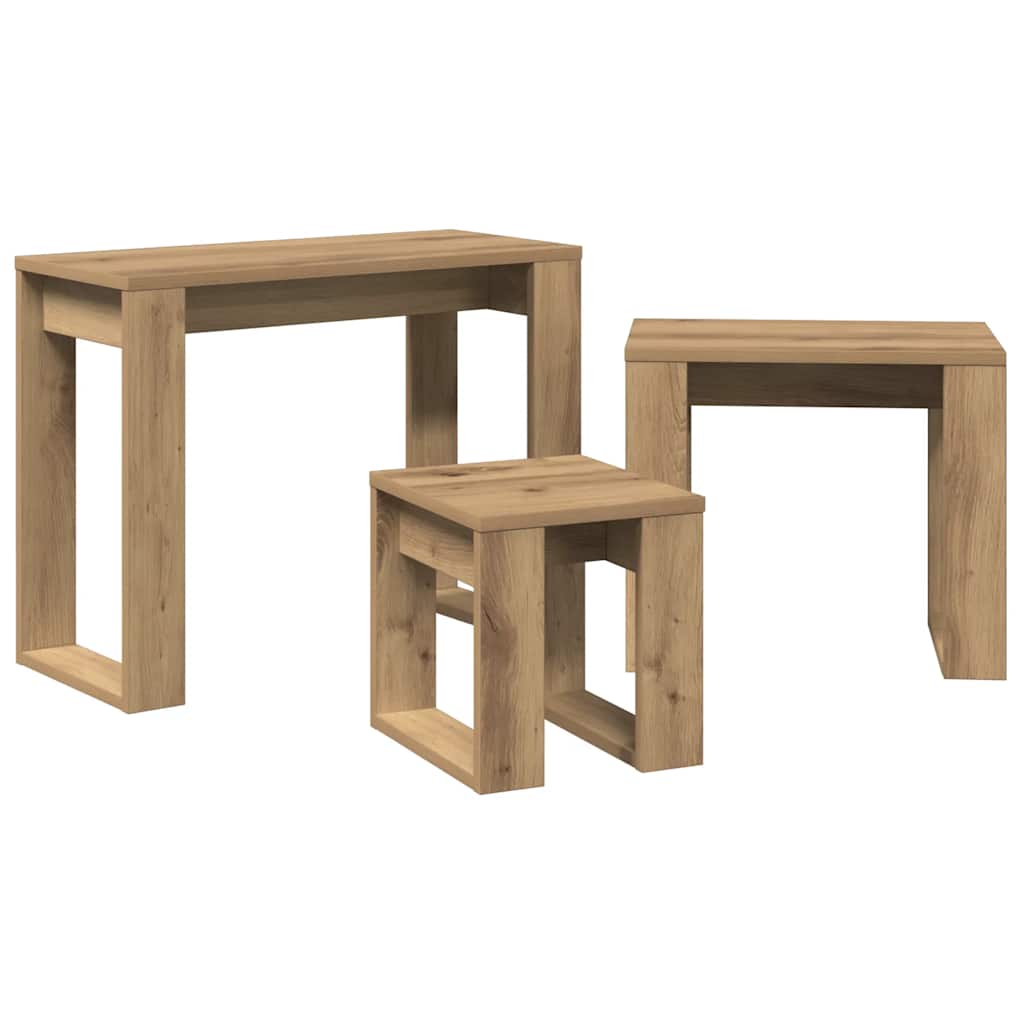 vidaXL Nest of Tables 3 pcs Artisan Oak Engineered Wood 5