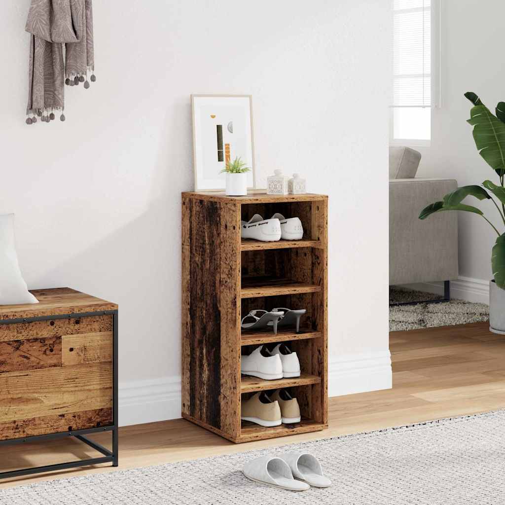 vidaXL Shoe Cabinet 32 x 35 x 70 cm Old Wood 5 shoes 1