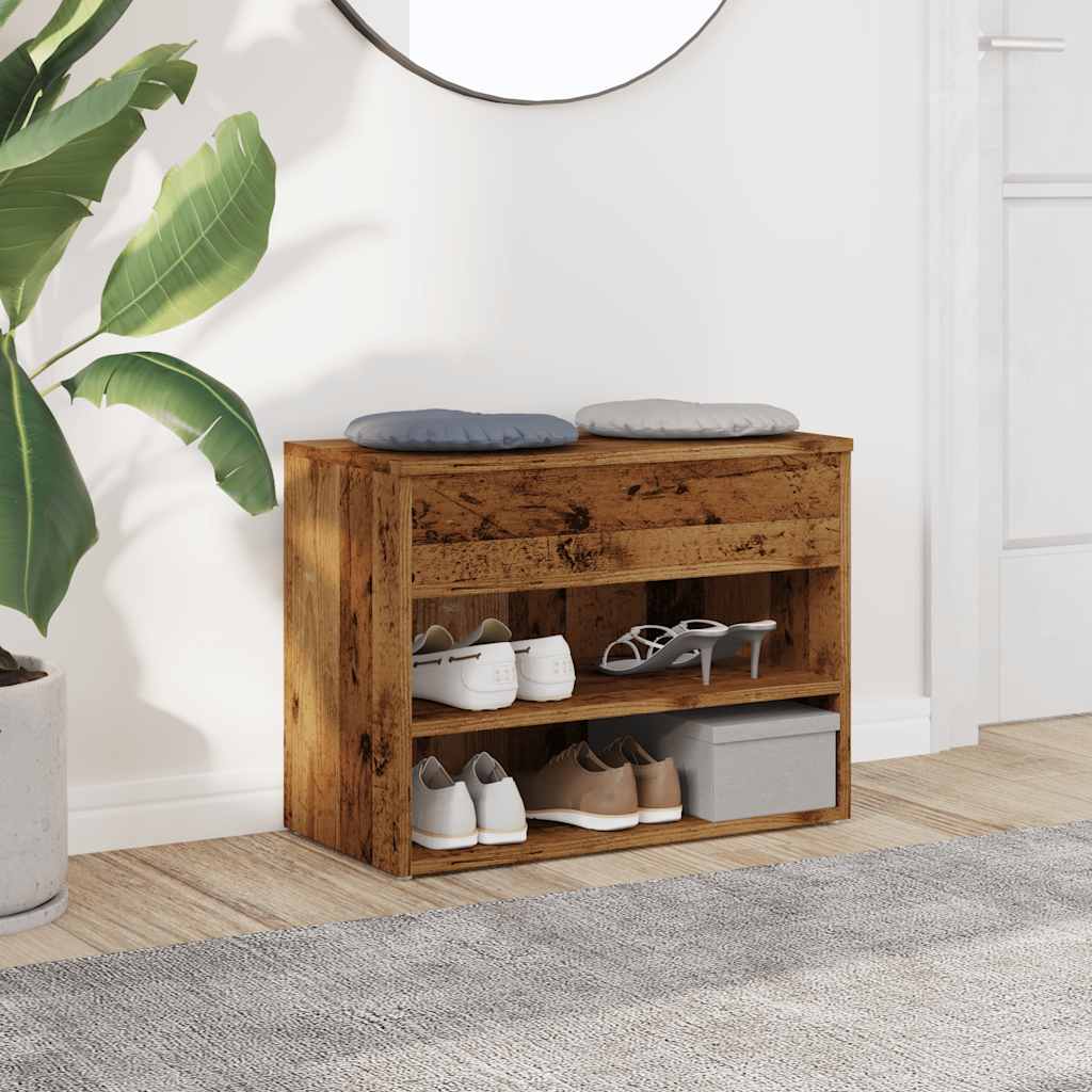 vidaXL Shoe Bench Old Wood 60x30x45 cm Engineered Wood 3