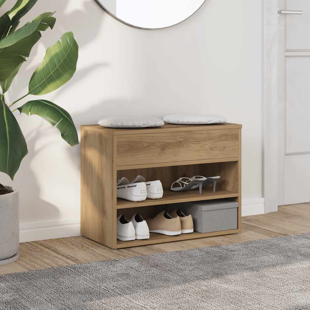 vidaXL Shoe Bench Artisan Oak 60x30x45 cm Engineered Wood 1