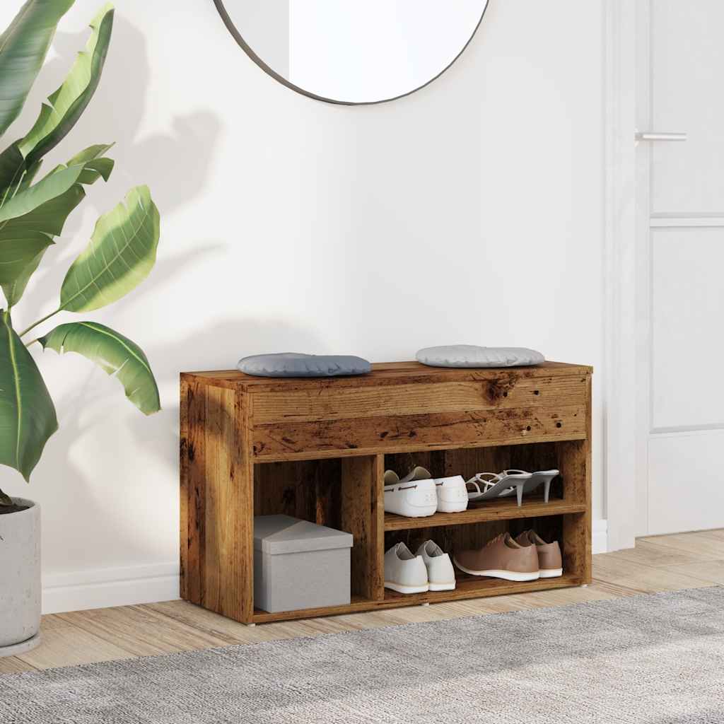 vidaXL Shoe Bench Old Wood 80x30x45 cm Engineered Wood 3