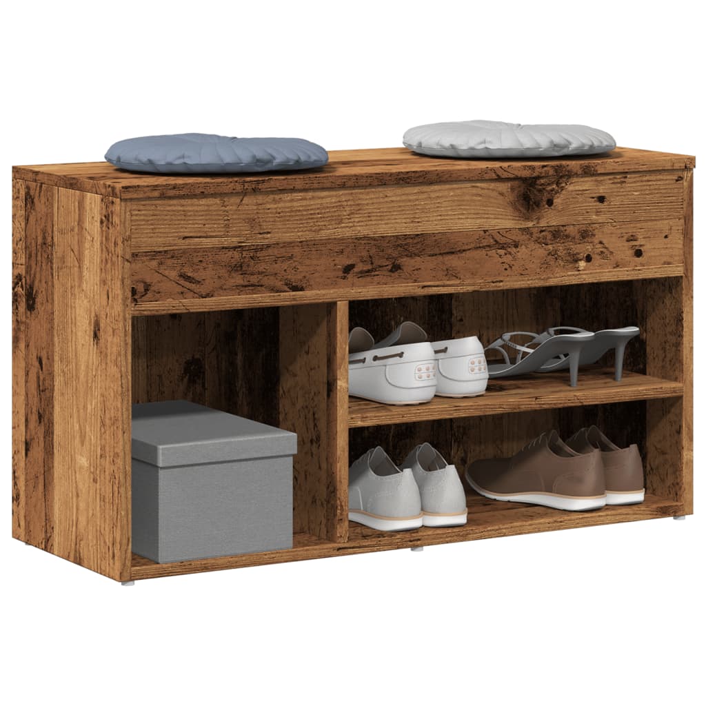 vidaXL Shoe Bench Old Wood 80x30x45 cm Engineered Wood 1