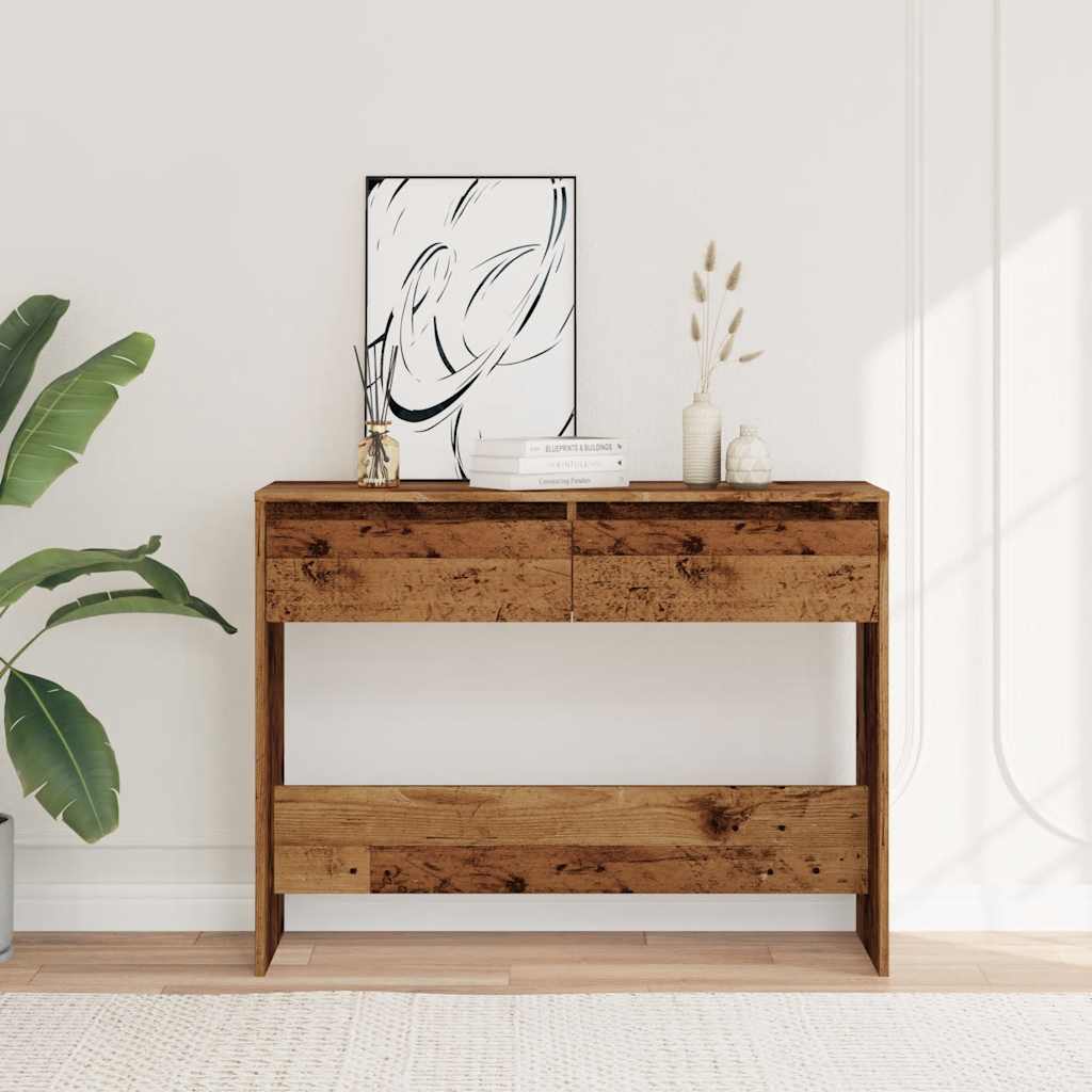 vidaXL Console Table Old Wood 100x35x76.5 cm Engineered Wood 3