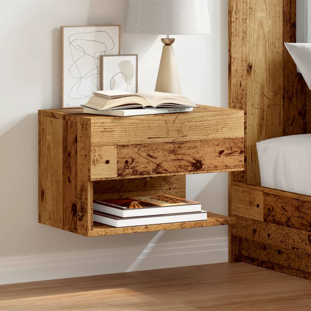 Wall-mounted Bedside Cabinets 2 pcs Old wood