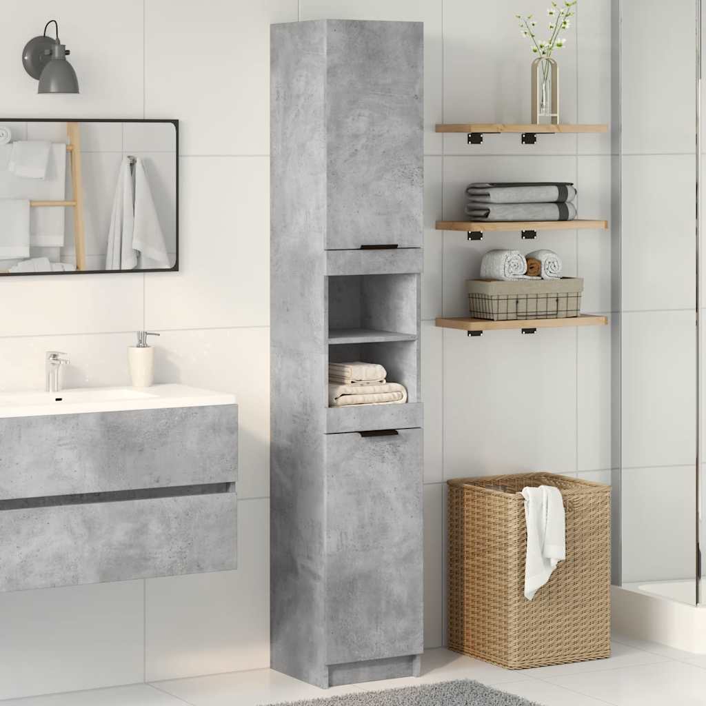 vidaXL Bathroom Cabinet Concrete Grey 32x34x188,5 cm Engineered Wood 3