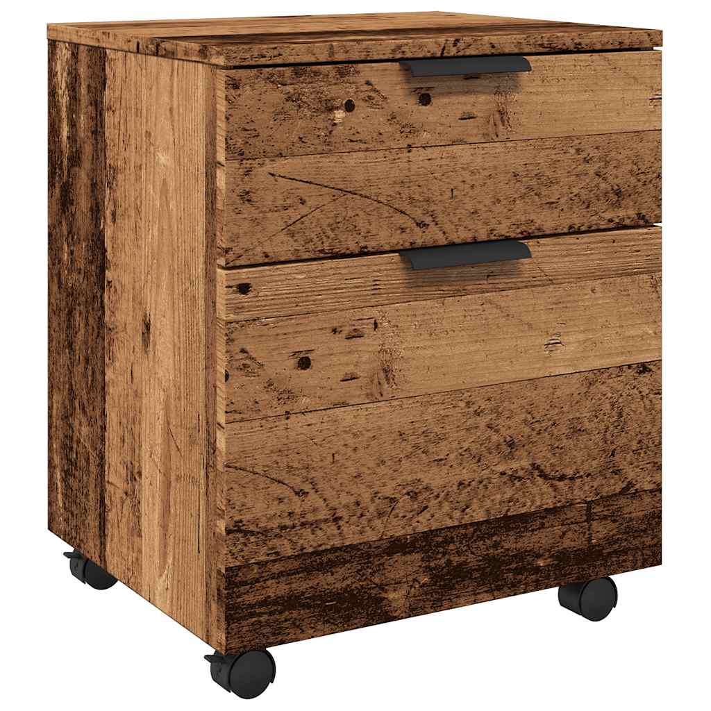 vidaXL Mobile File Cabinet with Wheels Old Wood 45x38x54 cm Engineered Wood 2