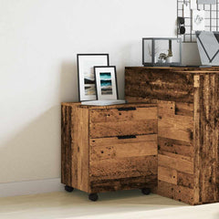 vidaXL Mobile File Cabinet with Wheels Old Wood 45x38x54 cm Engineered Wood 3