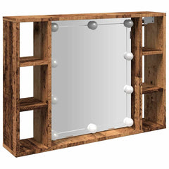 vidaXL Mirror Cabinet with LED Old Wood 76x15x55 cm Engineered Wood 2