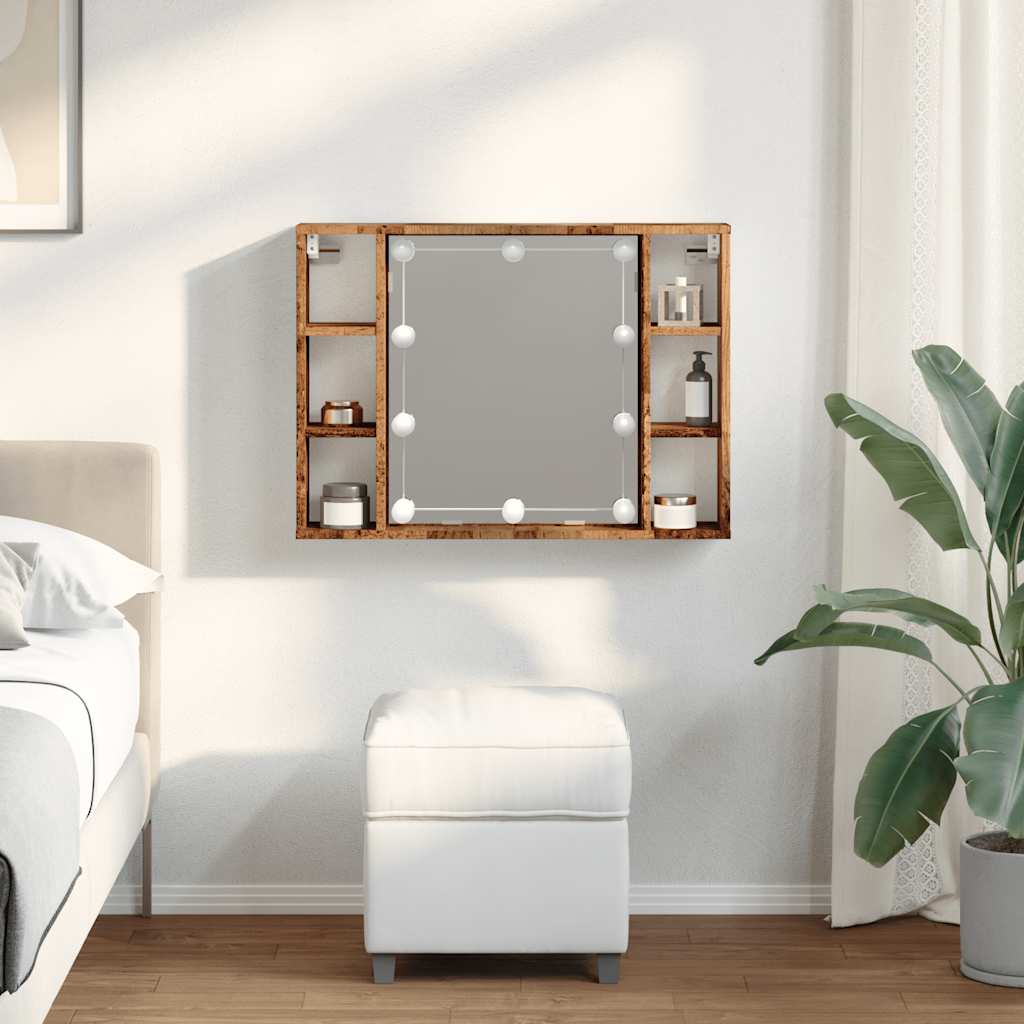 Mirror Cabinet with LED 76x15x55 cm Old wood