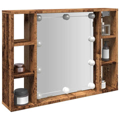 vidaXL Mirror Cabinet with LED Old Wood 76x15x55 cm Engineered Wood 1