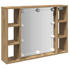 vidaXL Mirror Cabinet with LED Artisan Oak 76x15x55 cm Engineered Wood 2